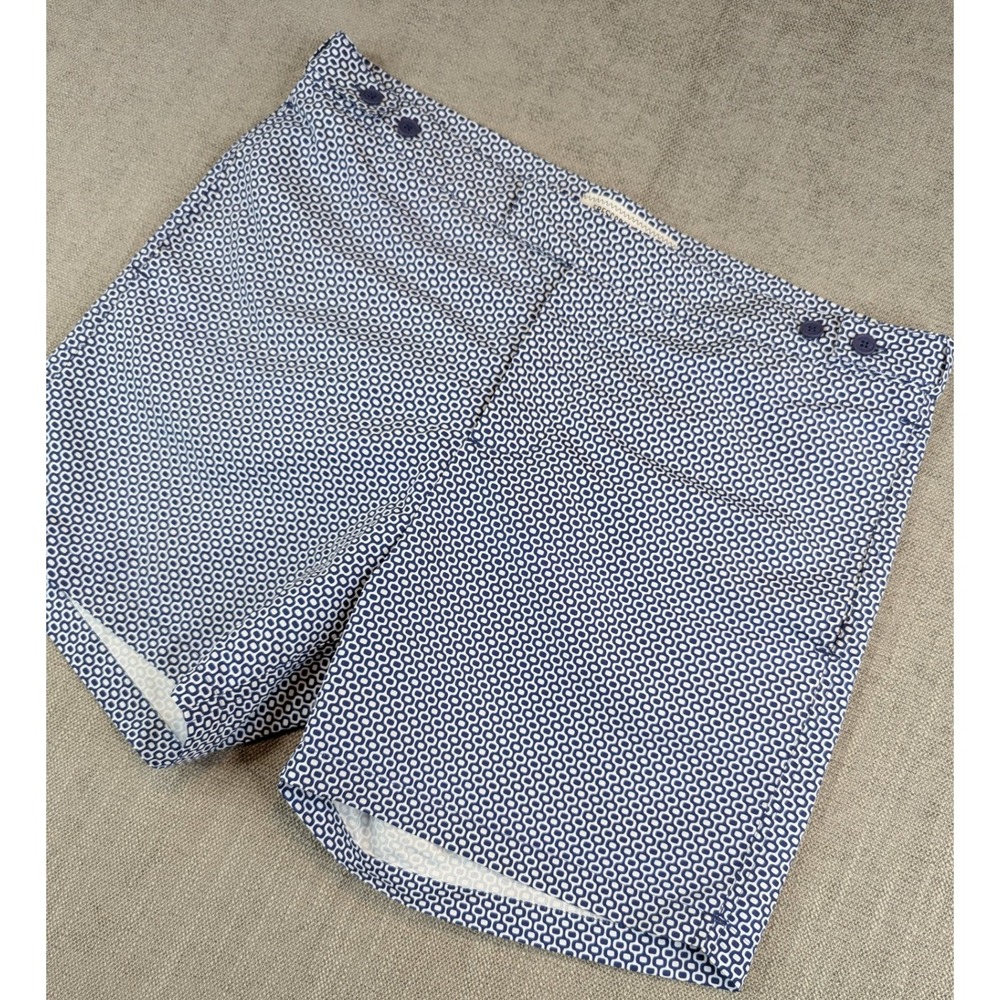 Frescobol Carioca Swim Shorts Mens 34 Blue Geometric Link Print Tailored Trunks